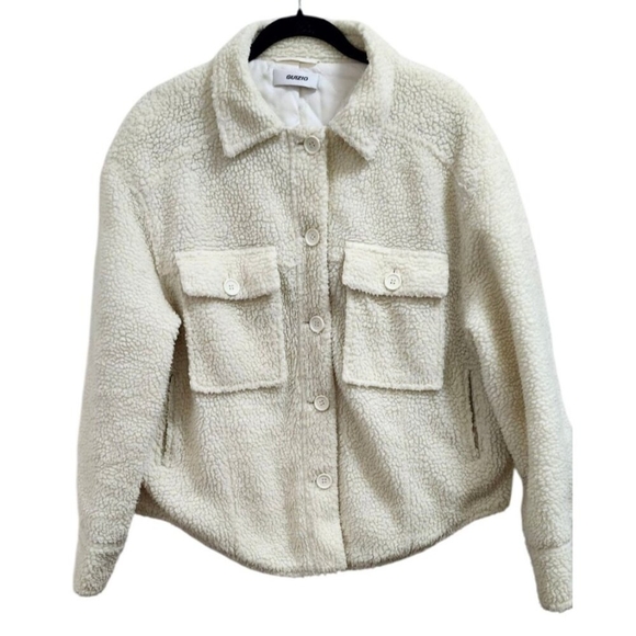 Danielle Guizio OVERSIZED SHERPA BUTTON-UP JACKET CREAM Size S - Picture 2 of 14